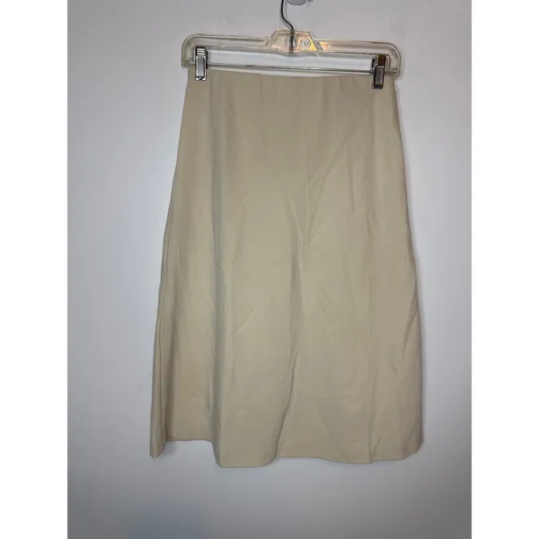 OGL Womens Beige Neutral High Waist Elastic A-Line Midi Skirt Size S - Image 3