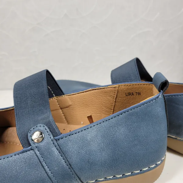 GC‎ Lira Leather Mary Janes Womens 7 Metallic Blue Closed Toe Shoes - Image 12