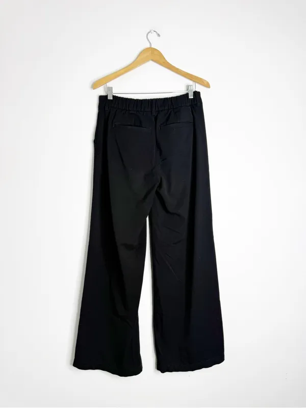American Eagle Wide Leg Trousers Size 6 Black High Rise Stretch Dress Pants - Image 2