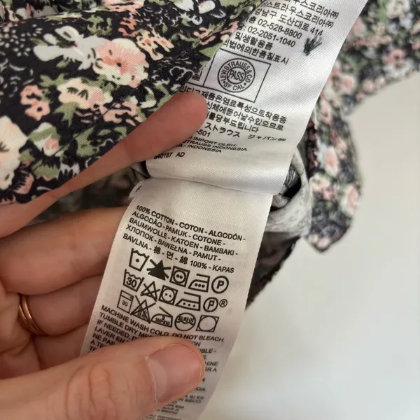 NEW Levi’s Square Neck Puff Sleeve Floral Crop Blouse 100% Cotton - Size XL - Image 8