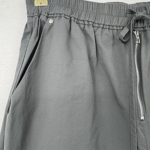 Cider Wide Leg Cargo Pants Gray Elastic Waist Drawstring Casual Utility Sz Large - Image 4