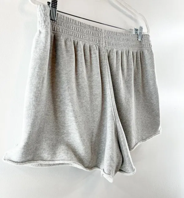 Aerie High Rise Cutoff Sweat Lounge Shorts Gray Large - Image 7