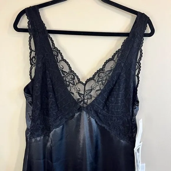 NWT Black Lace Satin Chemise Slip Dark Fairy Slipdress Fits like a Small - Image 9
