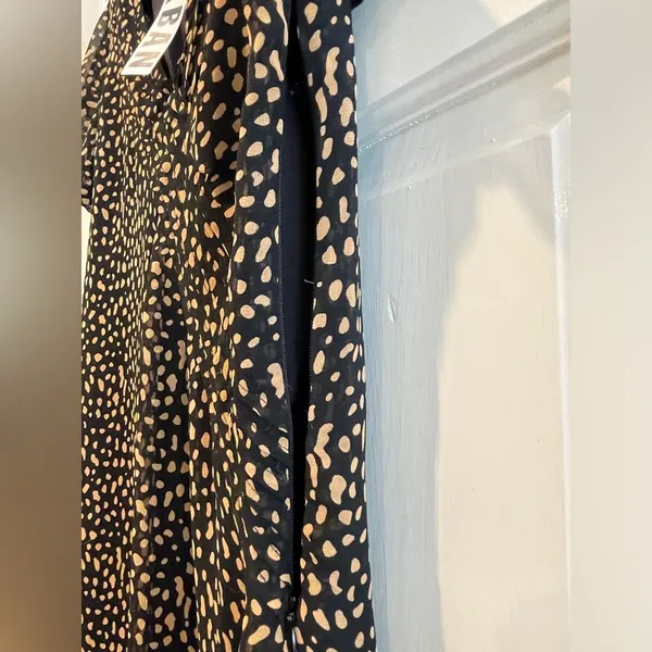 Urban Outfitters V-Neck Flutter Sleeve Leopard‎ Dress Brown Black Size Small NWT - Image 5