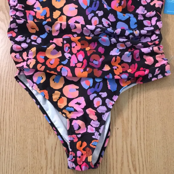 New Womens Cupshe Leopard Print 1pc Swimsuit Navy Pink Lavender Blue Size XLarge - Image 2