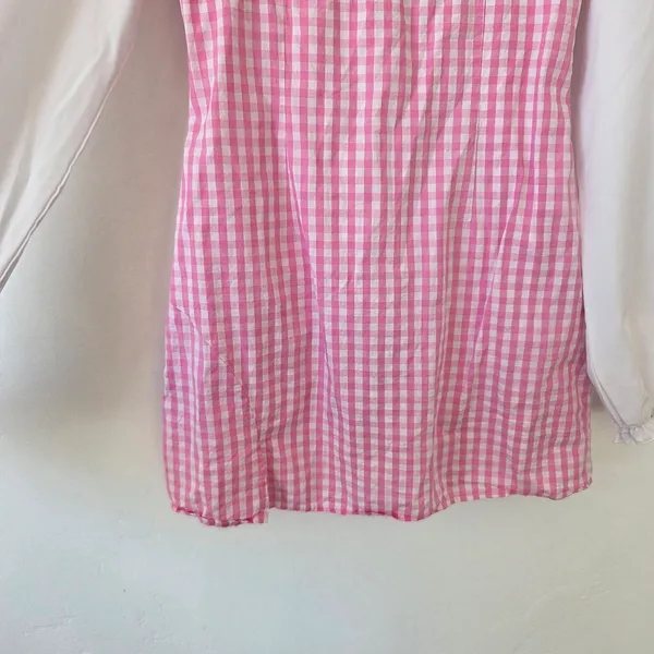 Dolls Kill Baby Pique Your Interest Mini Dress Pink Gingham Lolita Coquette S - Image 5