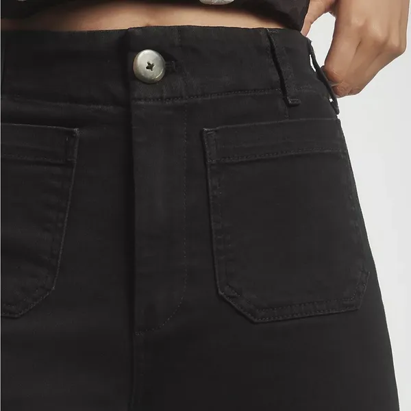 Anthropologie Maeve Jeans Women's 34 Colette Crop Wide Leg High Rise Pant Black - Image 12