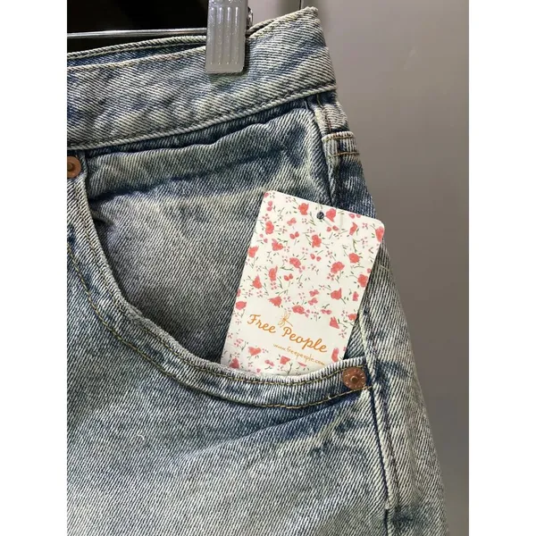 Free People Taliesin Cutoff Denim Short Mid Blue Womens Size 24 - Image 7