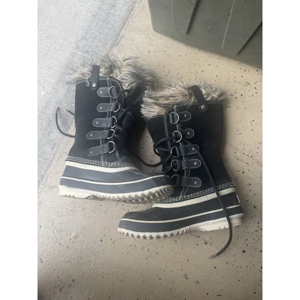 SOREL Joan of Arctic II BLACK SUEDE Faux Fur WATERPROOF BOOTS Womens 5 - Image 5