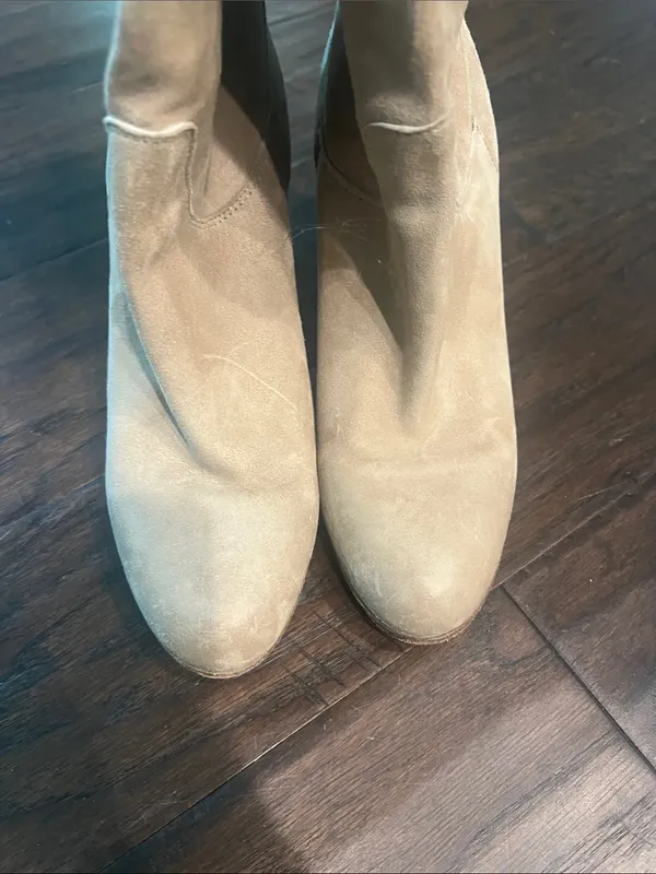Free People Tan Soft Suede Heeled Boots 9 Made in Italy GUC - Image 9
