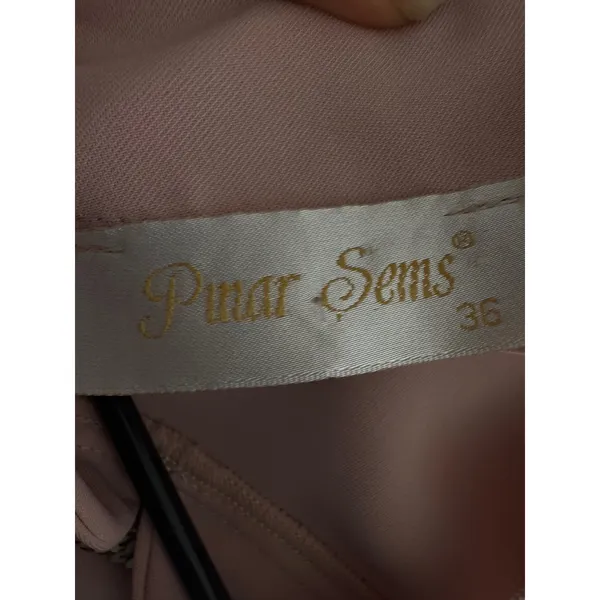 Pinar Şems Pink Long Sleeve Pleated Maxi Dress with Ruffle Neck – Small (EU 36) - Image 4