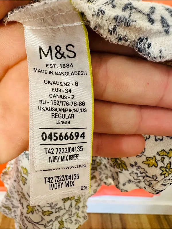 SD Collection Cream Floral Midi Dress with Olive Accents - Image 9