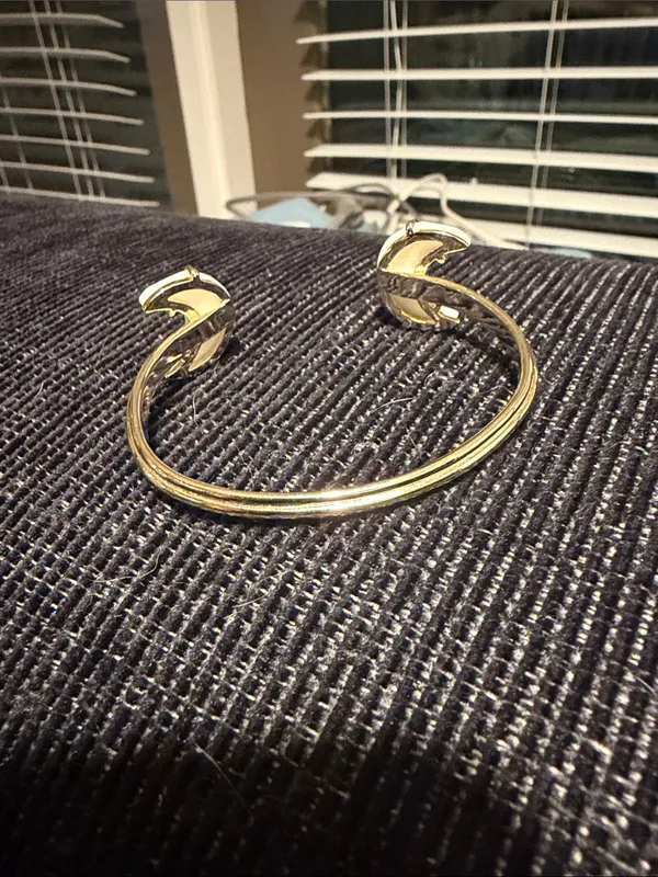 Kendra Scott Gold Cuff Bracelet with White Enamel Moon Ends - Image 3