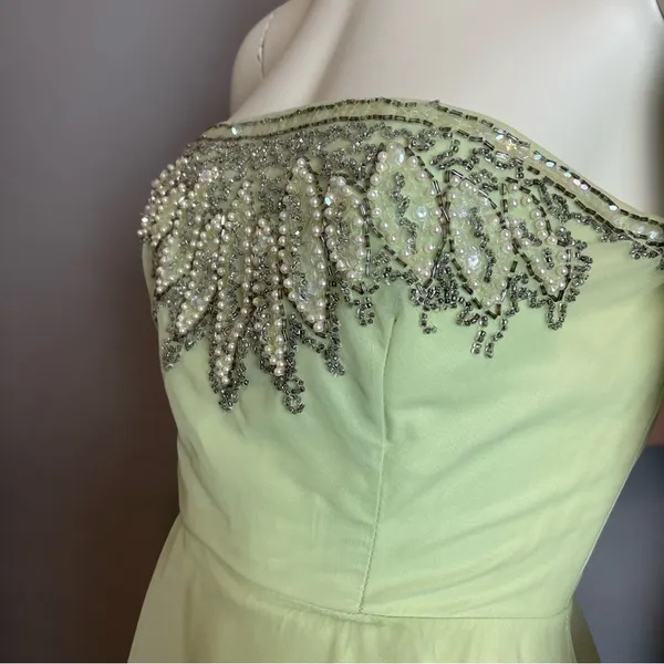 Vintage 50s Formal Dress Prom Strapless Pale Green Elegant‎ Hollywood Glamorous - Image 8