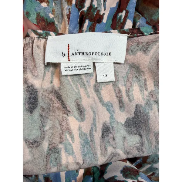Anthropologie Somerset Jumpsuit Abstract Wide Leg Smocked Waist Plus Size 1X - Image 6