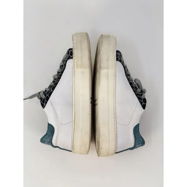 P488 Thea Shabby Womens Shoes White Leather Embossed Low Top Sneaker 37 US 7 - Image 9