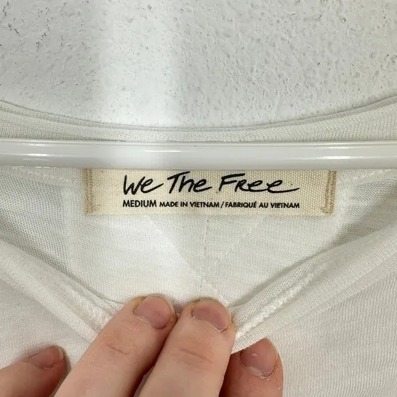 We The‎ Free Women's White Long Sleeve Cotton Blend Tunic Top Gauzy Oversized - Image 3