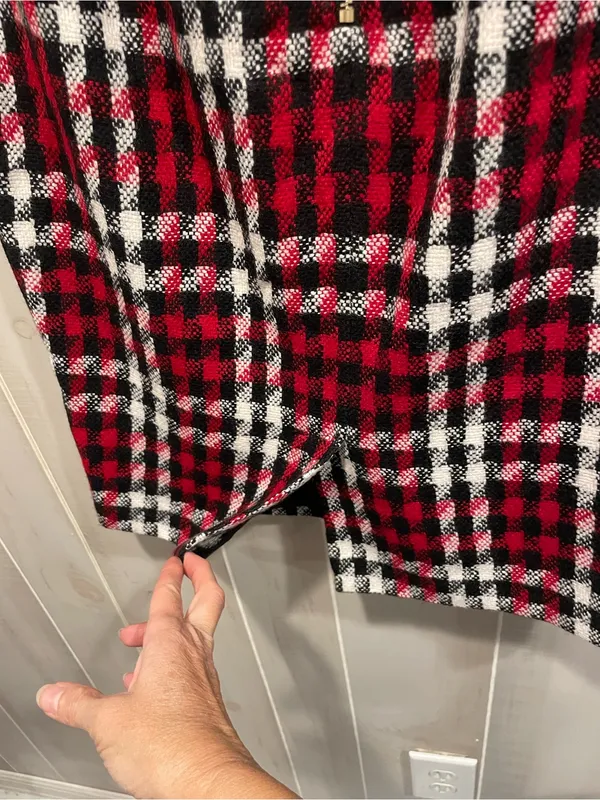 Cute classic Talbots wool blend plaid red pencil skirt preppy twee academia mini - Image 9