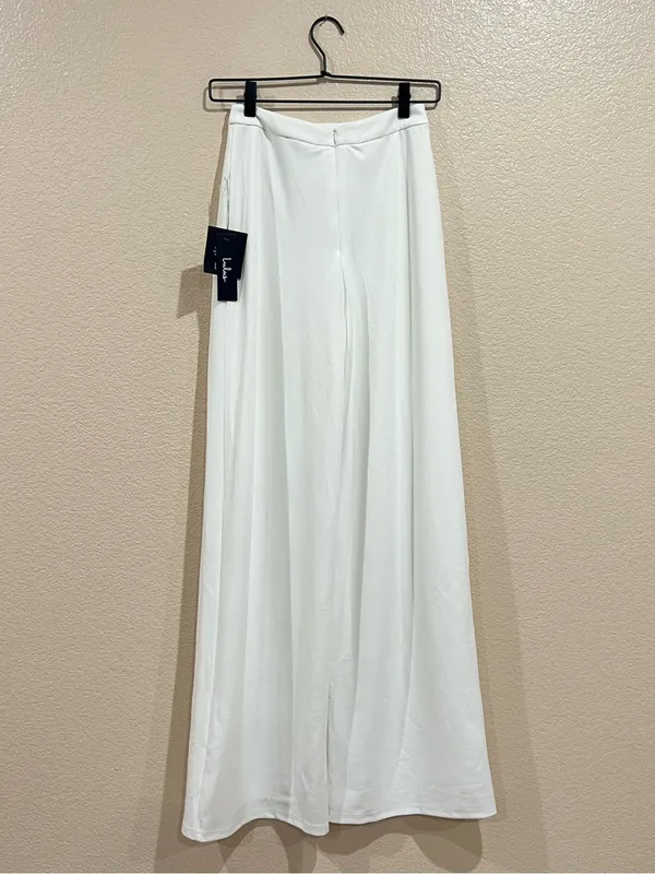 Lulus White Wide Leg Get Dressed Up Lined Pants NWT Size Small - Image 6