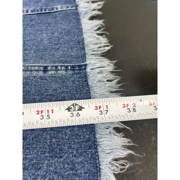 Lauren Jeans Co Ralph Lauren Denim Midi Skirt 10 Blue Frayed Hem Y2K Western - Image 9
