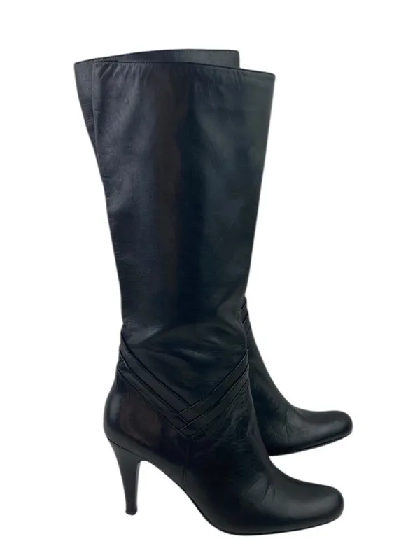 -Sean Ling Nigiri Boots Womens Sz 5.5 Black Buttery Soft Leather Heeled Pull On - Image 8