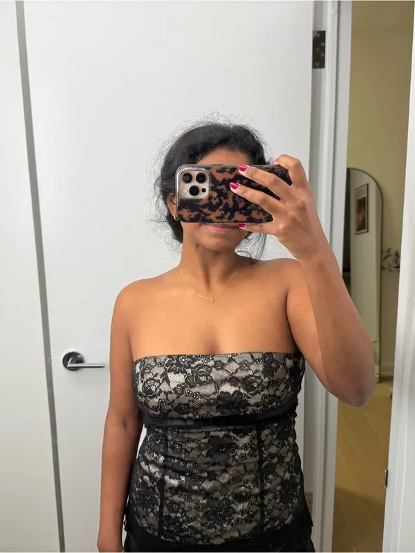 Black Lace Strapless Bustier Top - Image 3