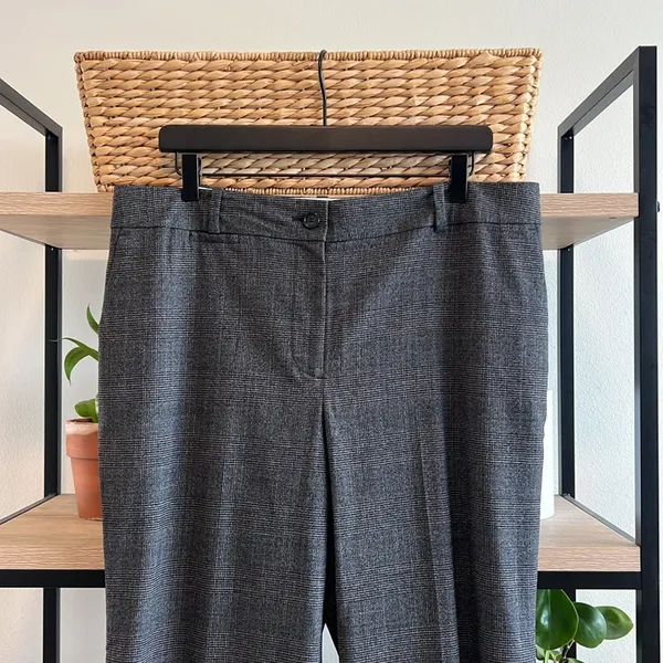 Ann Taylor High-Rise Plaid Stretch Virgin Wool Career Dress Pant Trouser, 14 - Image 2