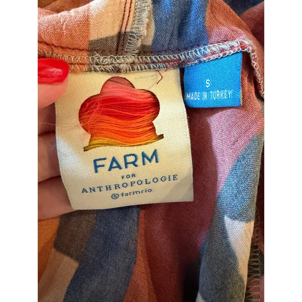 FARM‎ Rio Hanky Wrap Midi Dress Women Small Orange Red Boho Tropical Anthro - Image 10