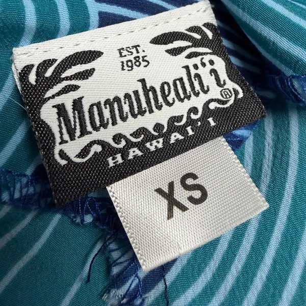 Manuhealii Manuheali’i Teal Blue Swirly‎ Hawaiian Romper Luau Graduation Retro - Image 6