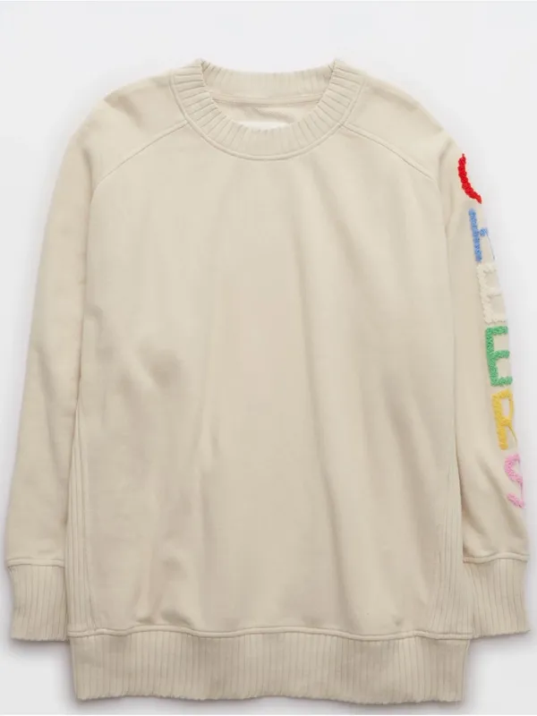 AERIE “Cheers” Down-To-Earth Sweatshirt in Soft Oat Size M - Image 11