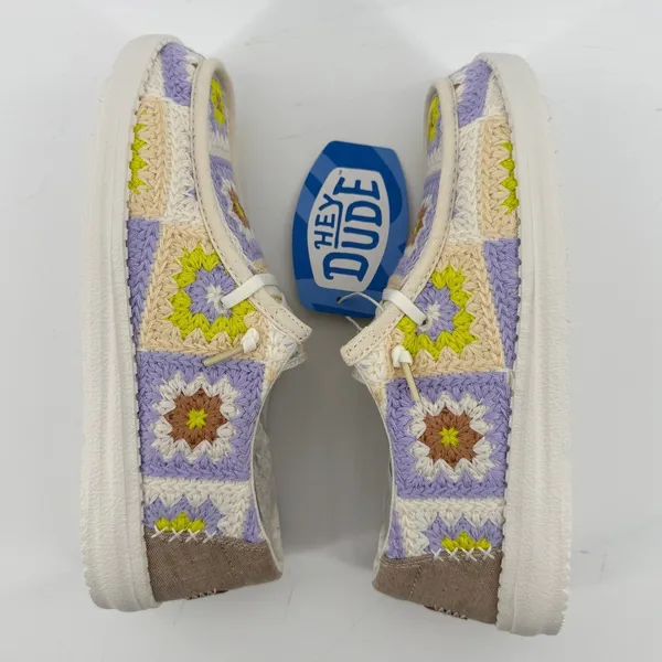 Hey Dude Wendy Cottage Crochet Slip On Shoe Lavender Women‎ 6 Granny Square NWT - Image 6