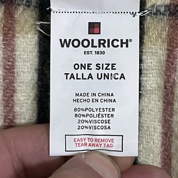 Woolrich Woman's Blanket Wrap Shawl Poncho One Size Multicolored Plaid‎ Fringe - Image 2