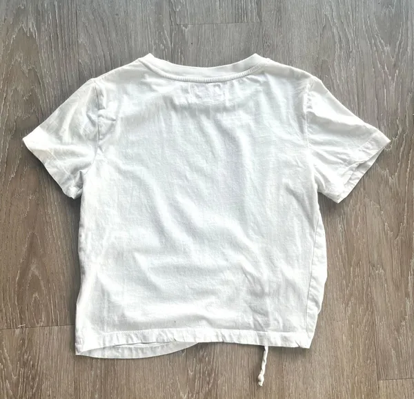 Urban Outfitters White Cutout Crewneck Crop Tee - Image 2