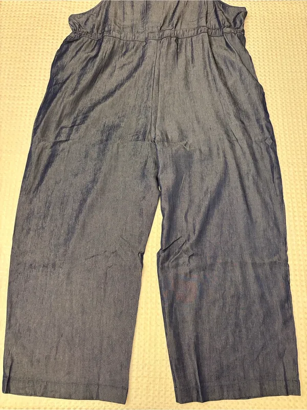 NEW! LuLaRoe JULIET Dark Blue Chambray Denim Overalls Jumpsuit Size MEDIUM - Image 12