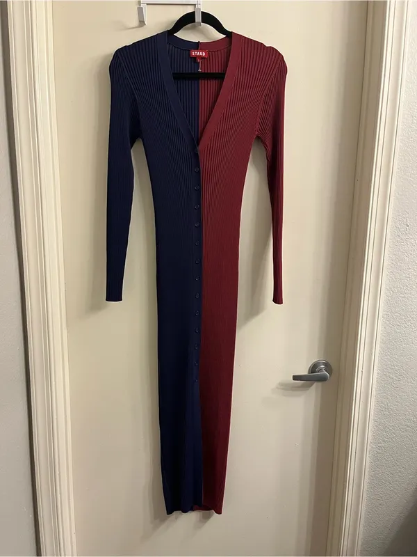 Staud Shoko Ribbed Long Sleeve Sweater Dress Small - Image 2