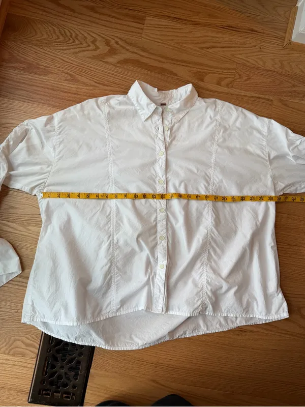 Free People Cotton Brown Eyed Girl White Poplin Ruched Tie Sleeve Shirt S - Image 14