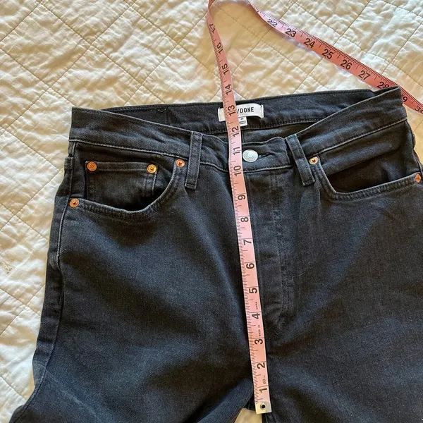 RE/DONE Redone Originals 90's High Rise Ankle Raw Hem Crop Faded Black Jeans 29 - Image 11