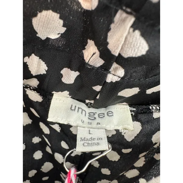 Umgee Black Cream Polka‎ Dot High waisted Pants Size L Wide Leg NWT Teacher - Image 6