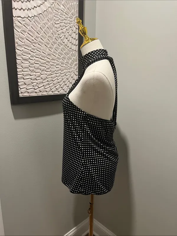 Moda International Black and White Polka Dot Halter Camisole - Image 3