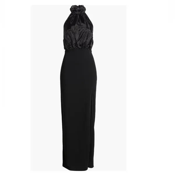 Lulus Organza & Crepe Halter Gown Dress,‎ Cocktail Party Black, Size Large, NWT - Image 7