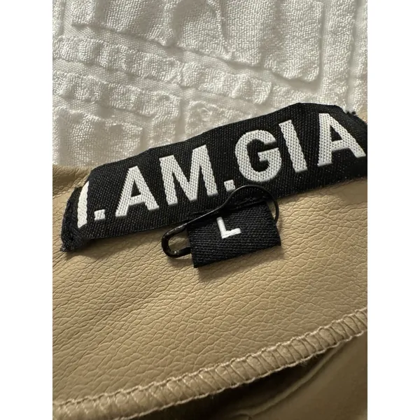I.AM.GIA Faux Leather Tie-Up Flare Pants in the tan Size Large - Image 7