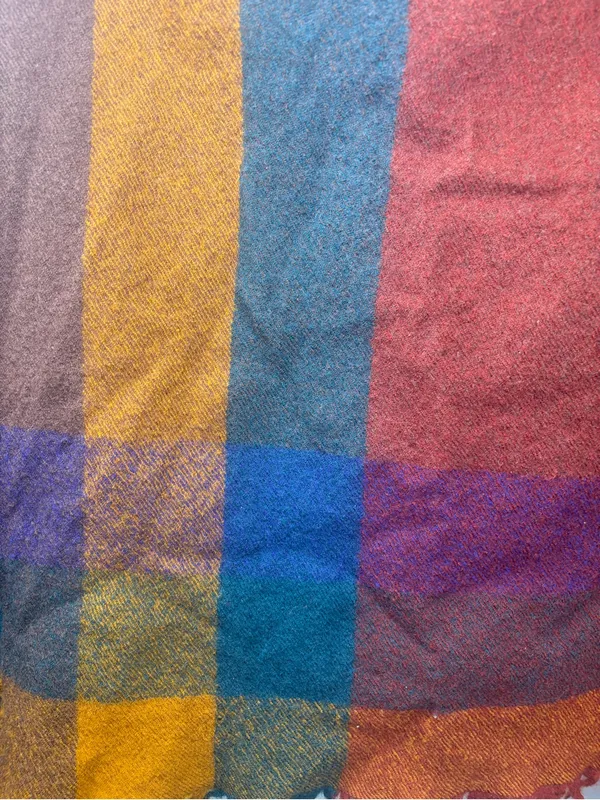 Source Unknown Plaid Scarf Warm Plaid Triangle Scarf - Rust, Mustard, Teal, Purple & Brown - Image 6