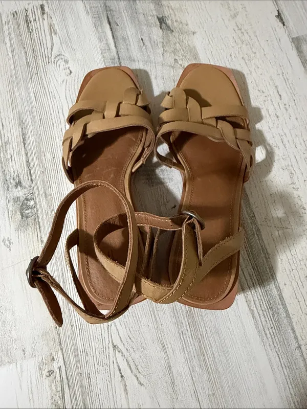 Frye Tan Huarache Braided Ankle-Strap Block Heel Sandal Size 6.5 - Image 4