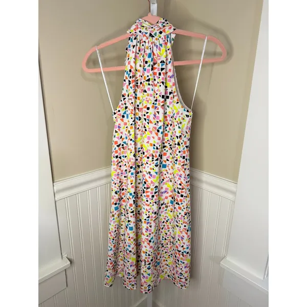 CeCe Candy Gems Print Halter Tie Neck Geometric Confetti Dress Multicolor Size 0 - Image 3