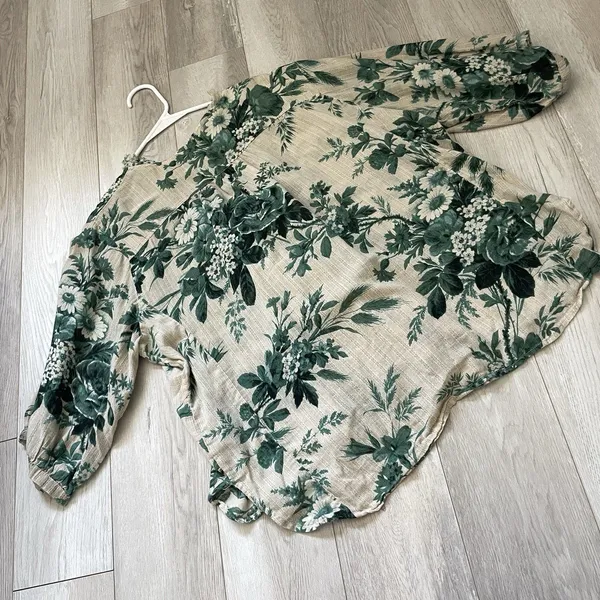 Denim & Supply Ralph Lauren Top cotton floral ruffle womens Beige (large) boho - Image 4