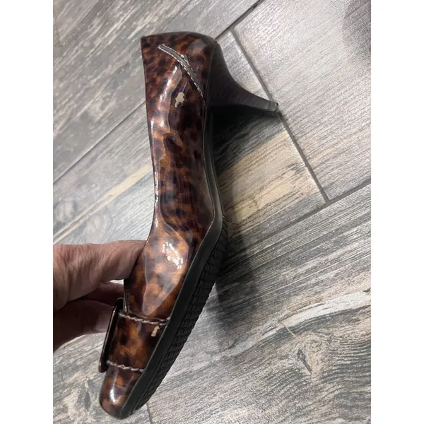 Cole Haan Womens Leopard Patent‎ Leather Square Toe Heel - Size 8B Flaws - Image 3