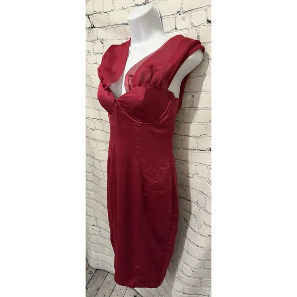 Oh Polly Satin Corset Mini Dress in a Rich Pink size 6 - Image 3