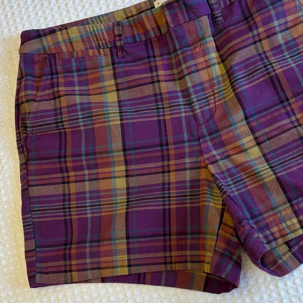 a new day Size 10 Purple Tan Plaid Women's Shorts - Image 3