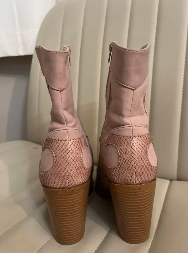 JustFab Short pink Cowgirl Boots country boots suede boots western pink mauve girly valentines shabby chic love shack fancy - Image 4