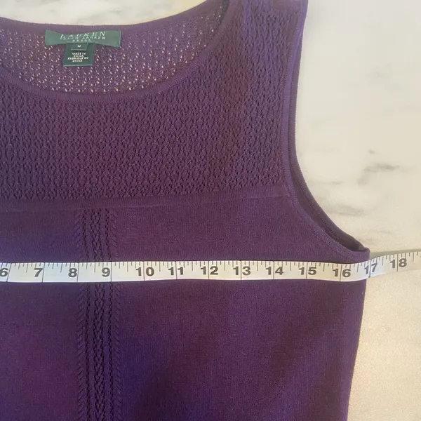 Ralph Lauren Pointelle Knit A-Line Dress Size M Purple (Retail‎ $169) Fit Flare - Image 9
